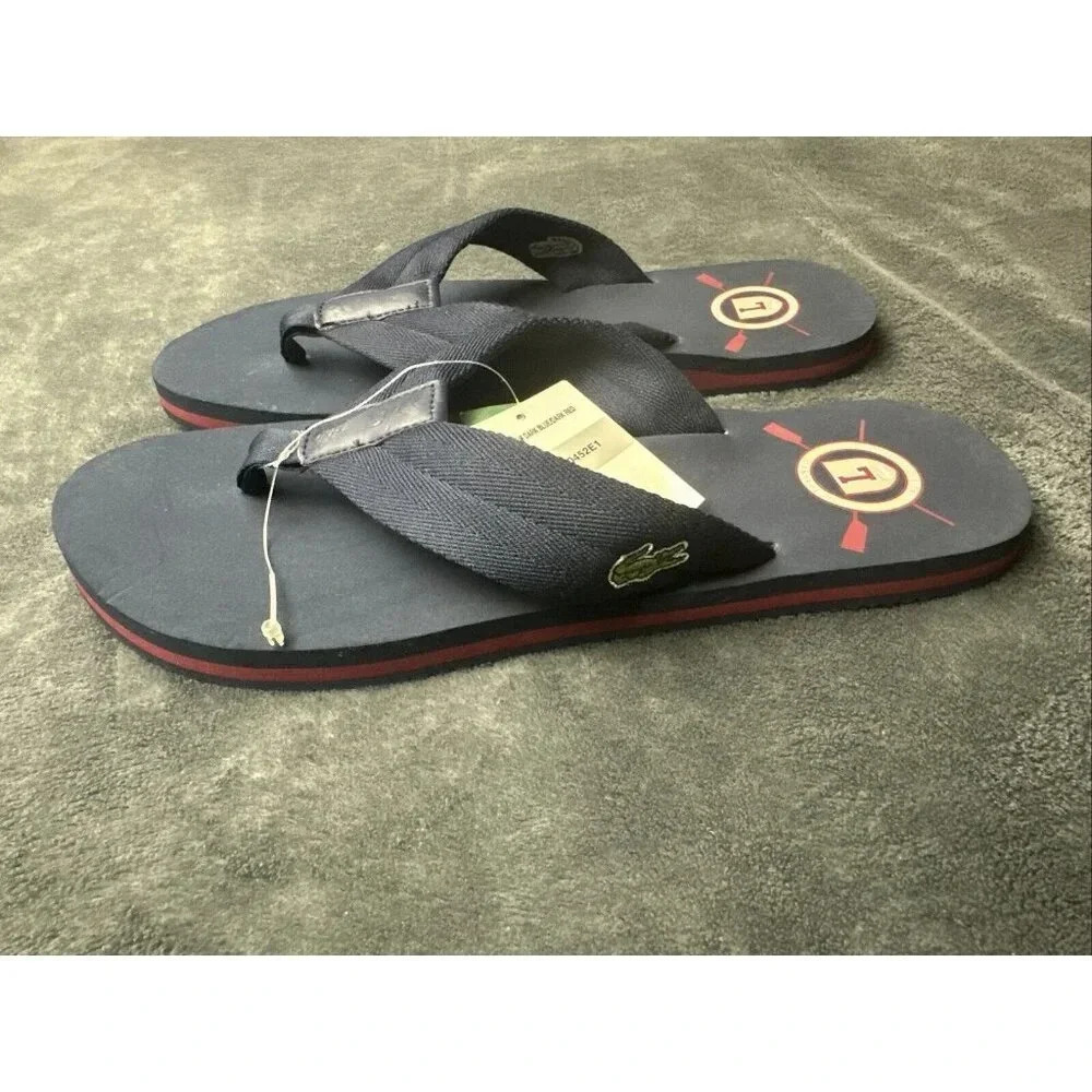 Lacoste Men's Randle TBC Flip Flop Rowing Club Blue Size 13 New - Picture 6 of 16
